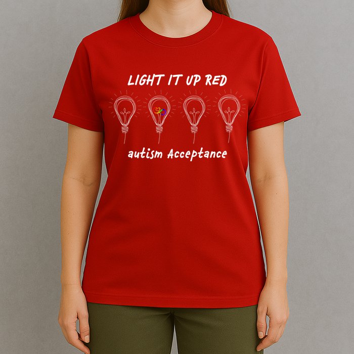 Light It Up Red Autism Acceptance T-Shirt