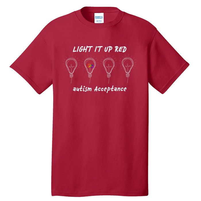 Light It Up Red Autism Acceptance Tall T-Shirt