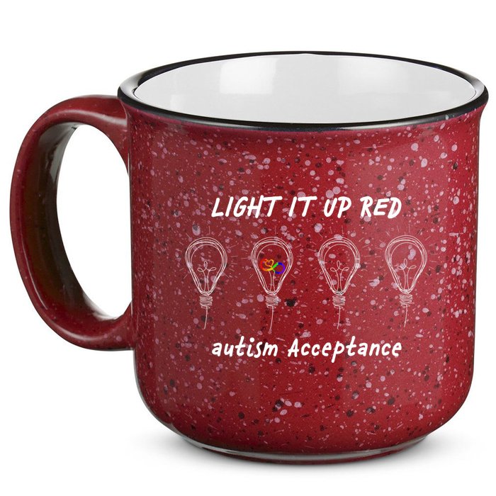Light It Up Red Autism Acceptance 15oz Campfire Ceramic Mug