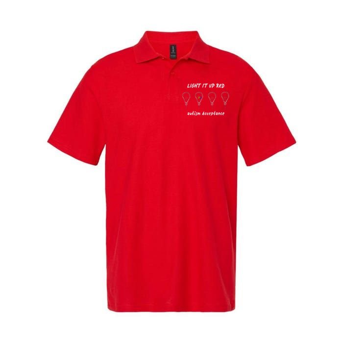 Light It Up Red Autism Acceptance Softstyle Adult Sport Polo