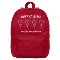 Light It Up Red Autism Acceptance 16 in Basic Backpack