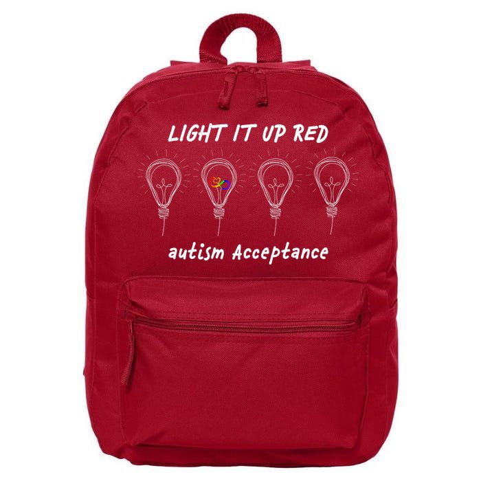 Light It Up Red Autism Acceptance 16 in Basic Backpack
