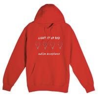 Light It Up Red Autism Acceptance Premium Pullover Hoodie