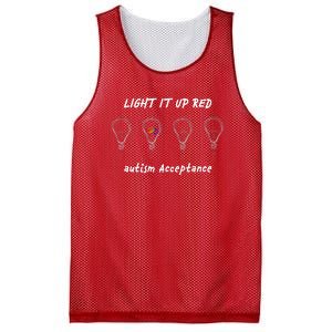 Light It Up Red Autism Acceptance Mesh Reversible Basketball Jersey Tank