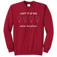 Light It Up Red Autism Acceptance Tall Sweatshirt