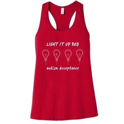 Light It Up Red Autism Acceptance Womens Tank Top