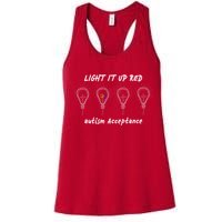 Light It Up Red Autism Acceptance Womens Tank Top