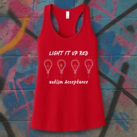 Light It Up Red Autism Acceptance Womens Tank Top