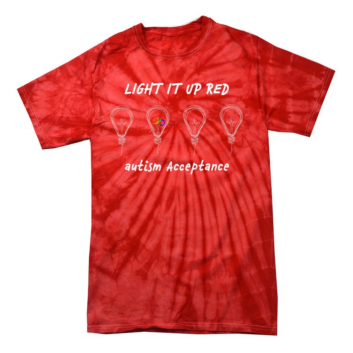 Light It Up Red Autism Acceptance Tie-Dye T-Shirt