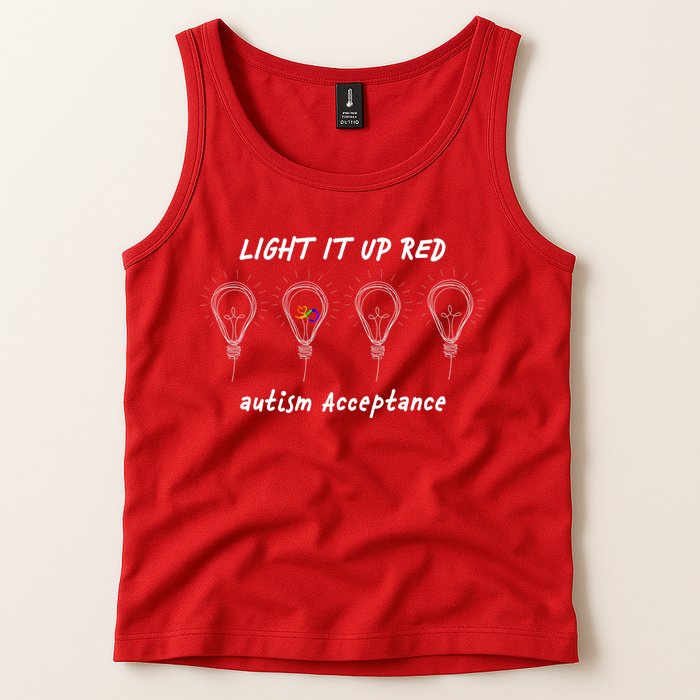 Light It Up Red Autism Acceptance Tank Top