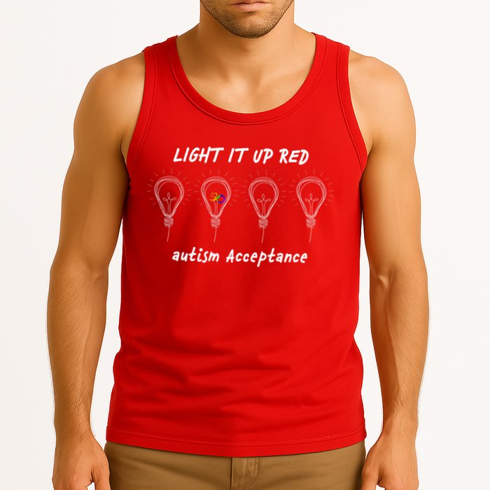 Light It Up Red Autism Acceptance Tank Top