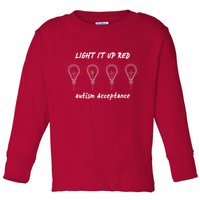 Light It Up Red Autism Acceptance Toddler Long Sleeve Shirt