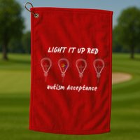 Light It Up Red Autism Acceptance Golf Towel