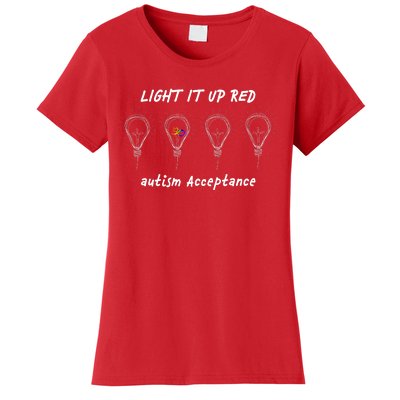 Light It Up Red Autism Acceptance Women's T-Shirt