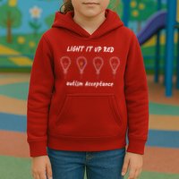 Light It Up Red Autism Acceptance Kids Hoodie