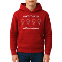 Light It Up Red Autism Acceptance Kids Hoodie