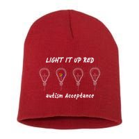 Light It Up Red Autism Acceptance Short Acrylic Beanie