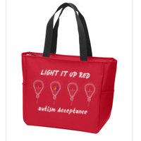 Light It Up Red Autism Acceptance Zip Tote Bag