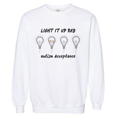 Light It Up Red Autism Acceptance Garment-Dyed Sweatshirt