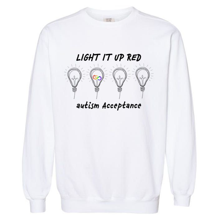 Light It Up Red Autism Acceptance Garment-Dyed Sweatshirt