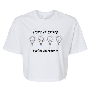 Light It Up Red Autism Acceptance Bella+Canvas Jersey Crop Tee