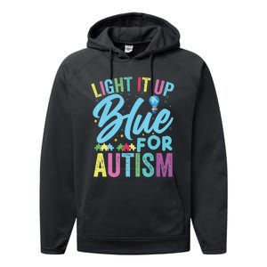 Light It Up Blue Autism Awareness Performance Fleece Hoodie