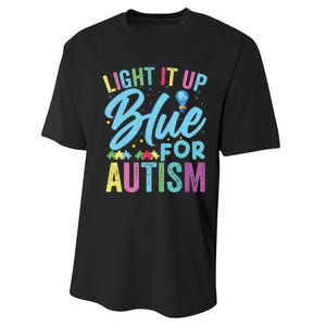 Light It Up Blue Autism Awareness Performance Sprint T-Shirt