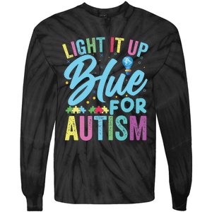 Light It Up Blue Autism Awareness Tie-Dye Long Sleeve Shirt