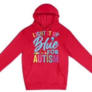 Light It Up Blue Autism Awareness Premium Pullover Hoodie