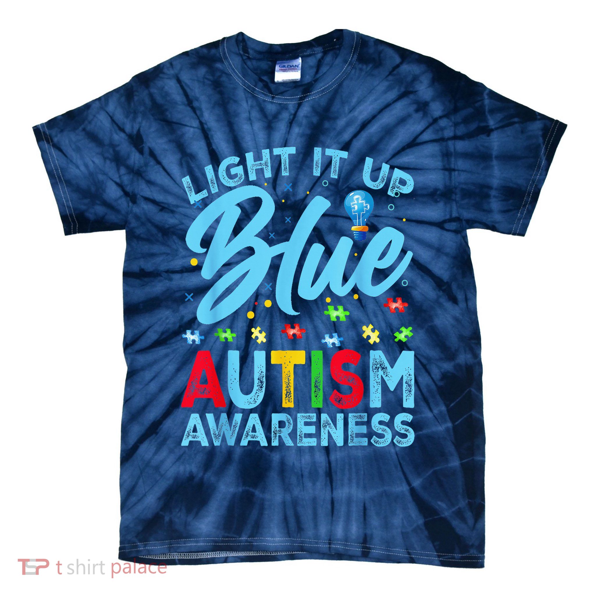 Light It Up Blue Autism Awareness Tie-Dye T-Shirt