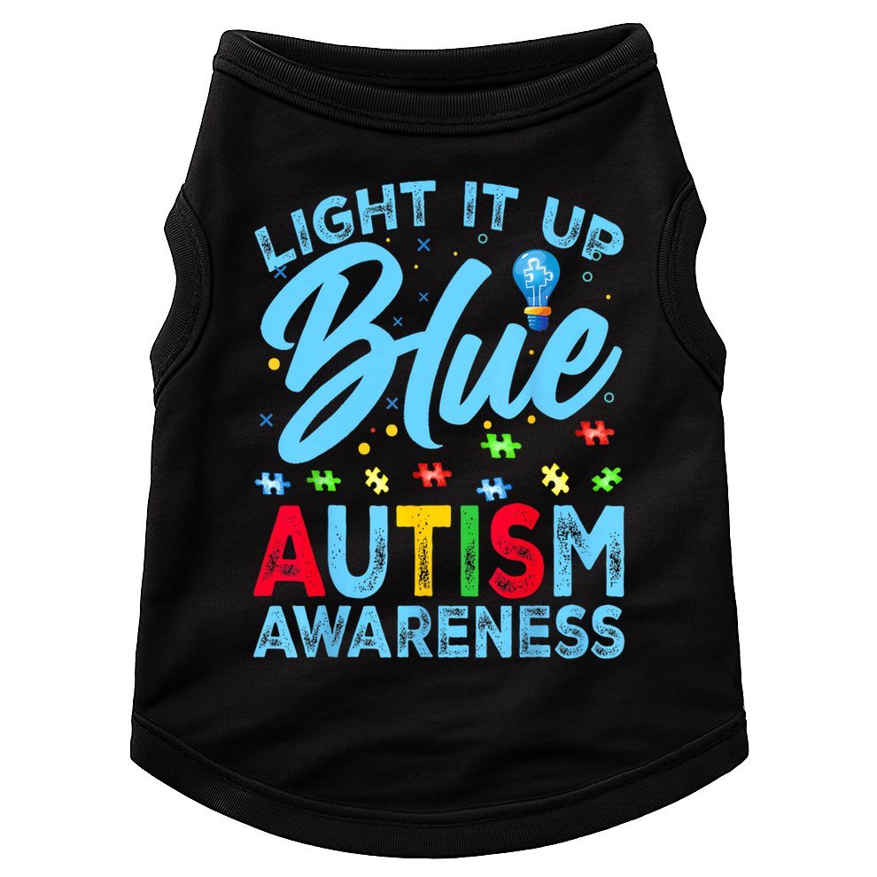 Light It Up Blue Autism Awareness Men Women Kids Doggie Tank