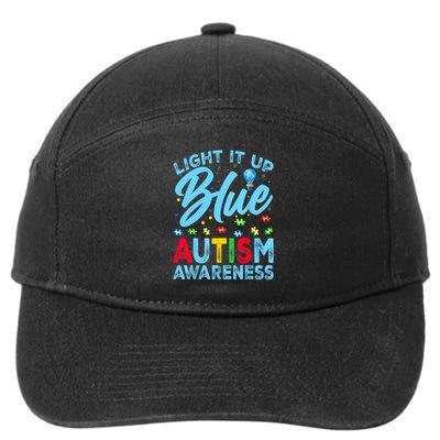 Light It Up Blue Autism Awareness Men Women Kids 7-Panel Snapback Hat