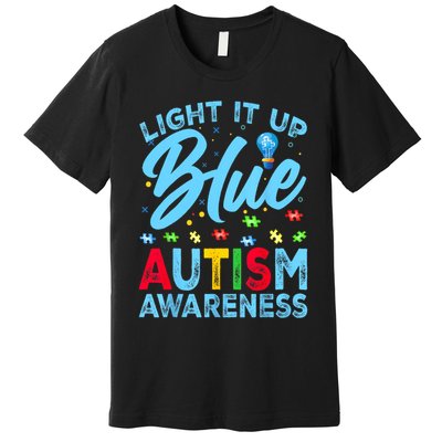 Light It Up Blue Autism Awareness Men Women Kids Premium T-Shirt