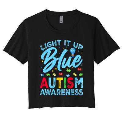 Light It Up Blue Autism Awareness Men Women Kids Crop Top