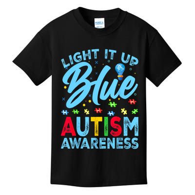 Light It Up Blue Autism Awareness Men Women Kids Kids T-Shirt