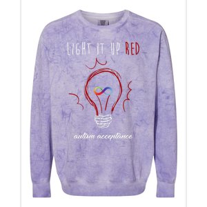 Light It Up Red Autism Acceptance Awareness Colorblast Crewneck Sweatshirt