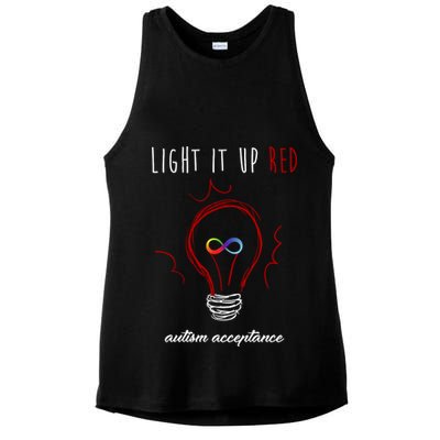 Light It Up Red Autism Acceptance Awareness Ladies PosiCharge Tri-Blend Wicking Tank