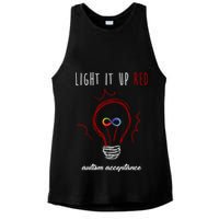 Light It Up Red Autism Acceptance Awareness Ladies PosiCharge Tri-Blend Wicking Tank