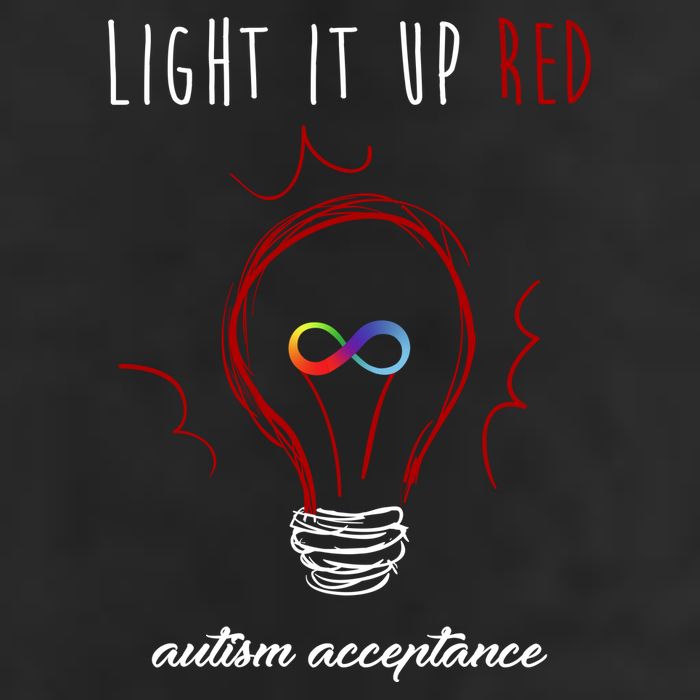 Light It Up Red Autism Acceptance Awareness 7 Panel Mesh Trucker Snapback Hat