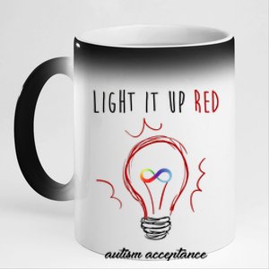 Light It Up Red Autism Acceptance Awareness 11oz Black Color Changing Mug