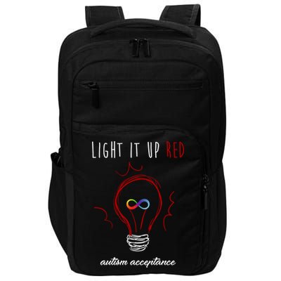 Light It Up Red Autism Acceptance Awareness Impact Tech Backpack