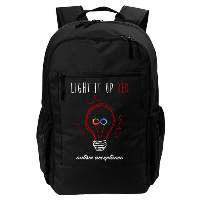 Light It Up Red Autism Acceptance Awareness Backpack