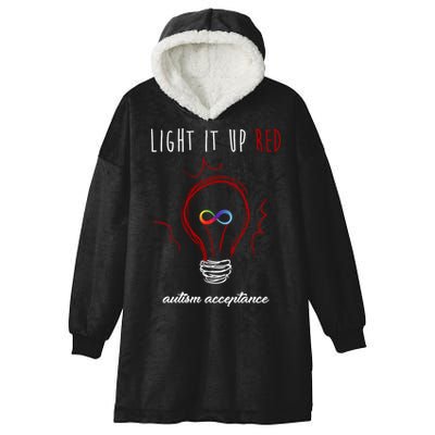 Light It Up Red Autism Acceptance Awareness Hooded Wearable Blanket