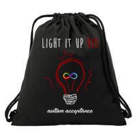 Light It Up Red Autism Acceptance Awareness Drawstring Bag