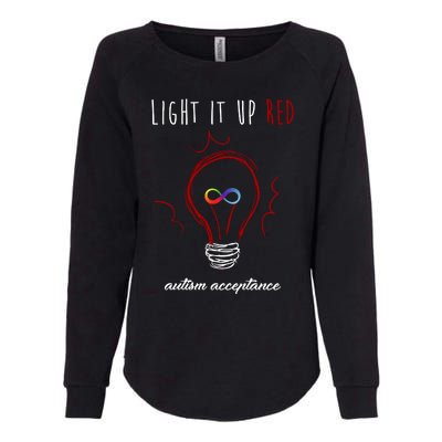 Light It Up Red Autism Acceptance Awareness Womens California Wash Sweatshirt