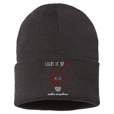 Light It Up Red Autism Acceptance Awareness Sustainable Knit Beanie