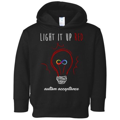 Light It Up Red Autism Acceptance Awareness Toddler Hoodie