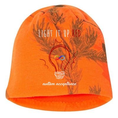 Light It Up Red Autism Acceptance Awareness Kati - Camo Knit Beanie