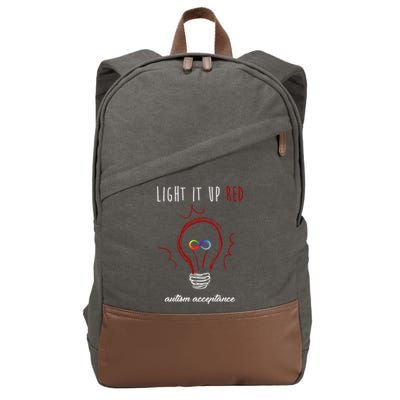 Light It Up Red Autism Acceptance Awareness Cotton Canvas Backpack