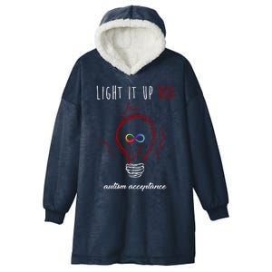 Light It Up Red Autism Acceptance Awareness Hooded Wearable Blanket